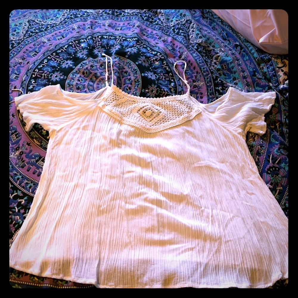 White off shoulder w/straps boho style top